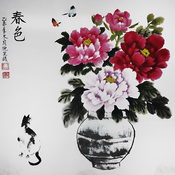 倪宪振作品3《春色》斗方 2015年